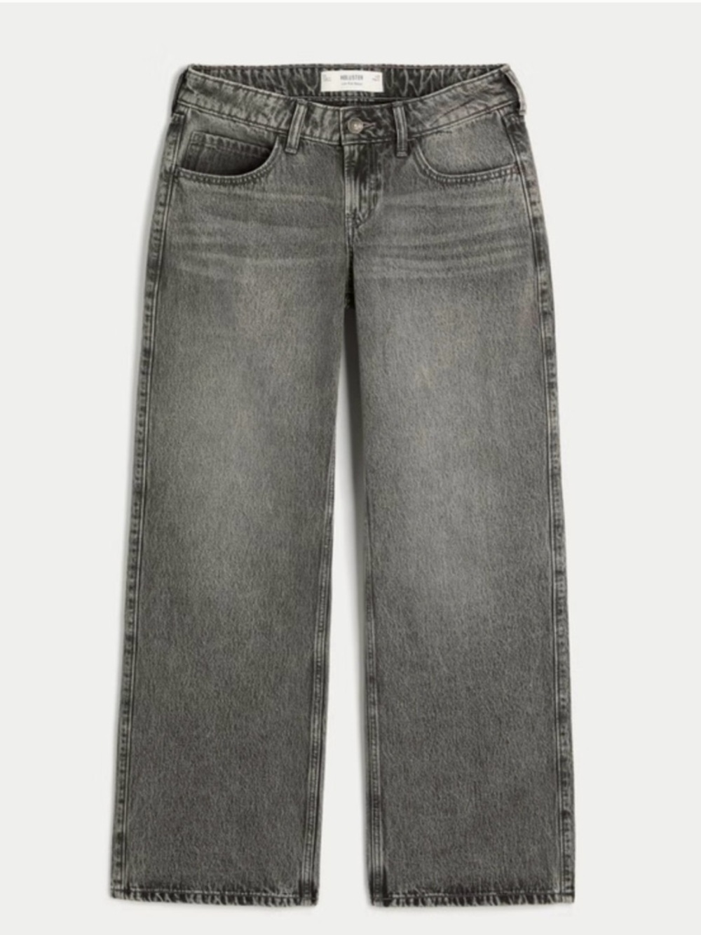 Hollister Low Rise Super Baggy Leg Gray Washed Jeans